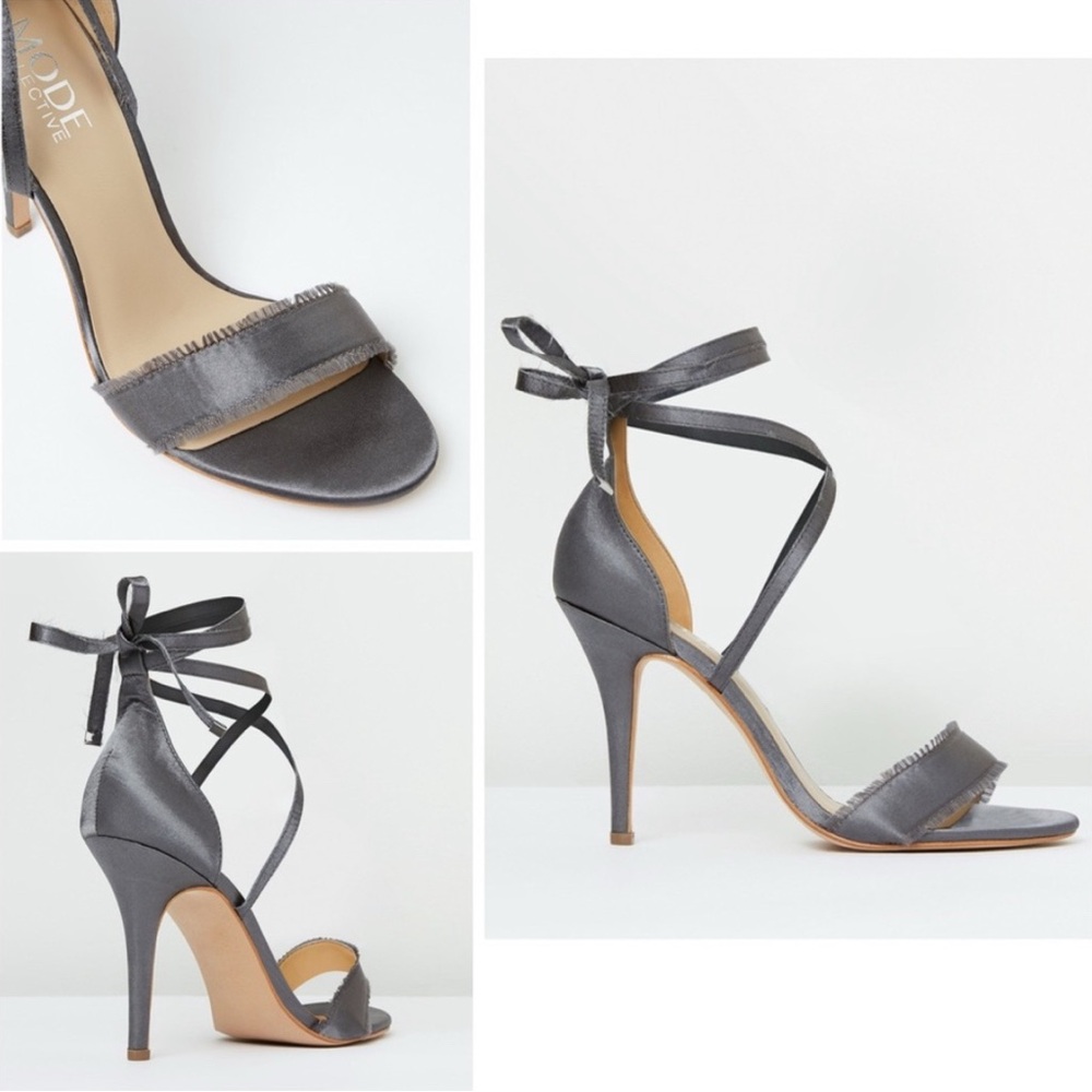 Grey satin sandal